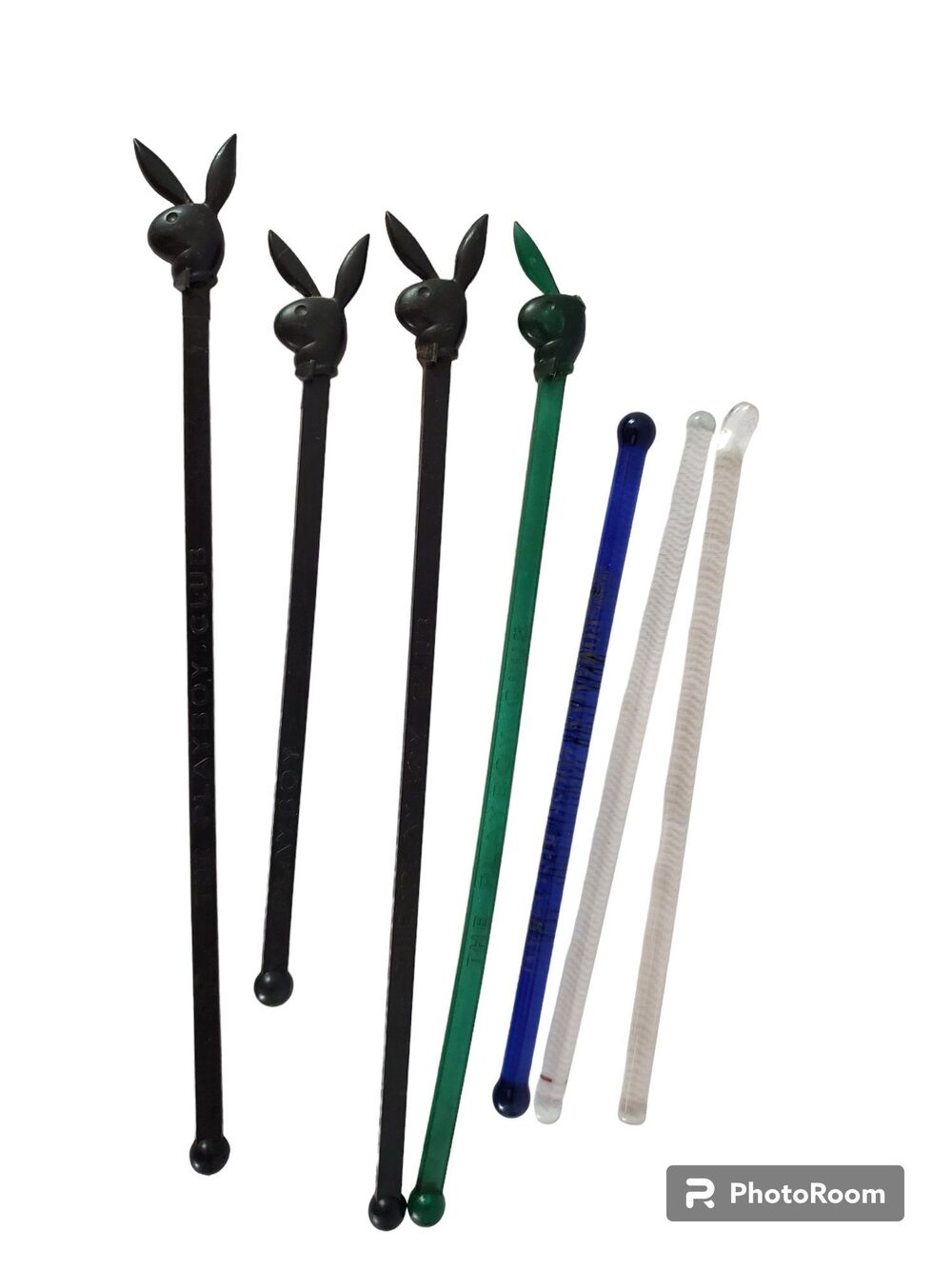 VTG Swizzle Sticks 4 Playboy Club 3 Glass 1940 NY Worlds Fair MCM Cocktail
